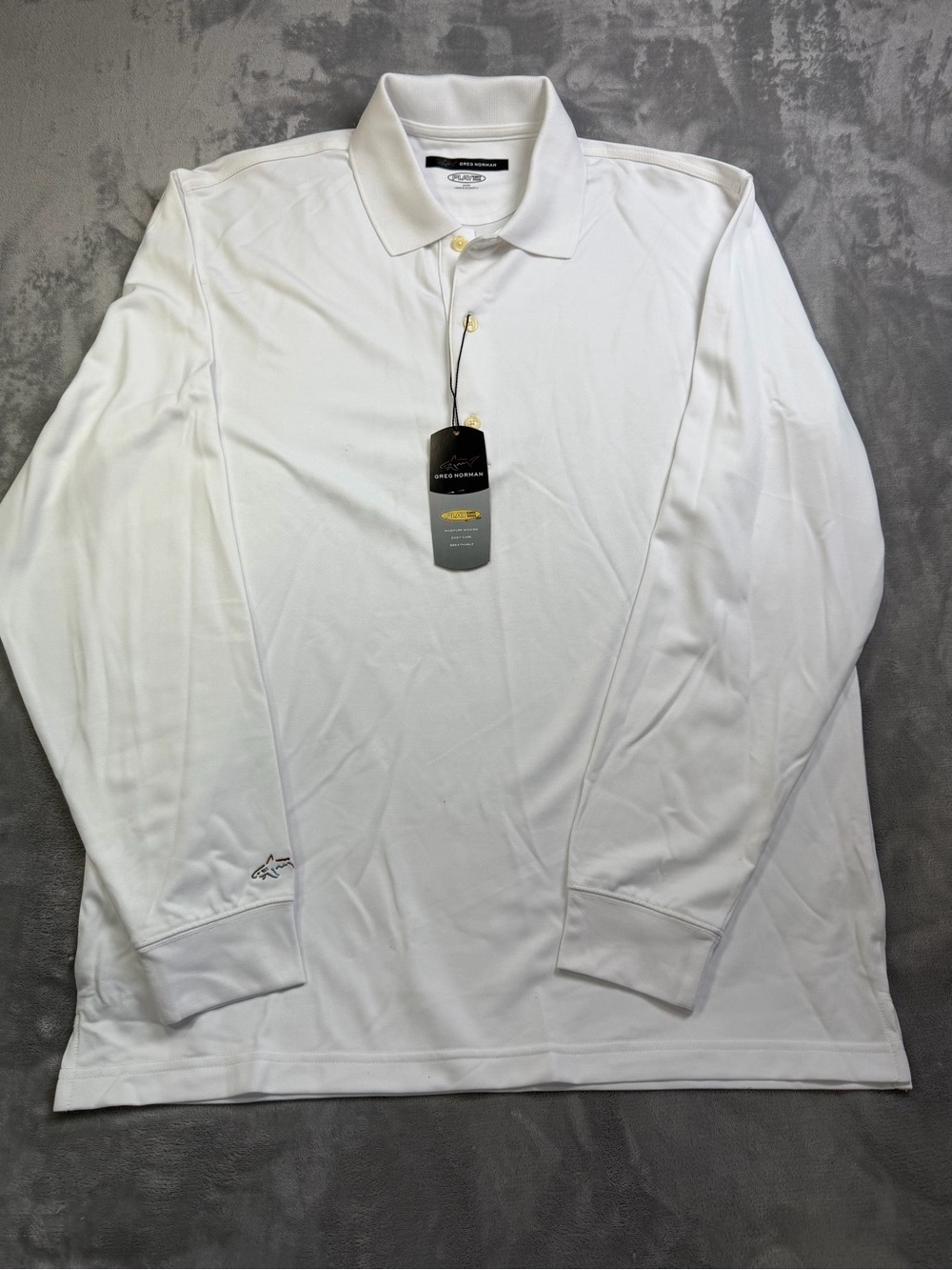Greg Norman Collection White Shirt Dry Long-Sleeve Polo beach boat Men’s M